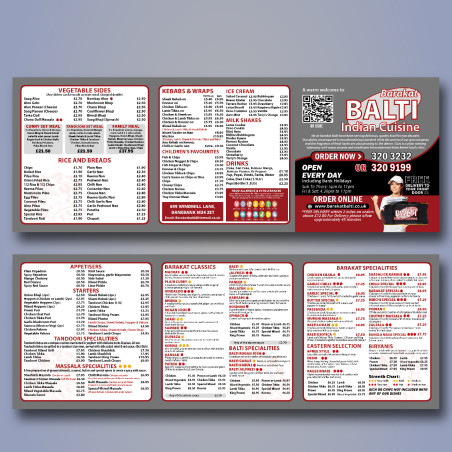 A4 Long Takeaway Menu Printing – Folded Leaflets for Restaurants | UK Delivery